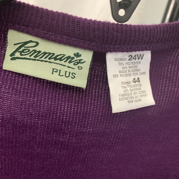 Penmans Purple Knitting Double front Plus short Sleeves Size 24 - Picture 4 of 7